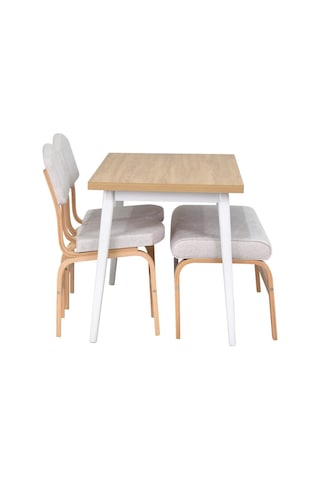 Vilinze Ege Sandalye Ve Bank Avanos Ahşap Mdf Mutfak Masası Takımı - 70x120 Cm Kırık Beyaz