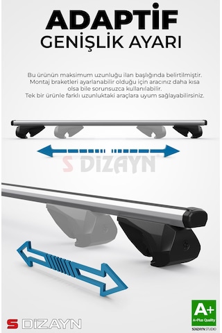 S-dizayn Nissan Qashqai S-bar Atlas V1 Ara Atkı Tavan Taşıyıcı Barı Gri 140 Cm 2014-2021 A+ Kalite