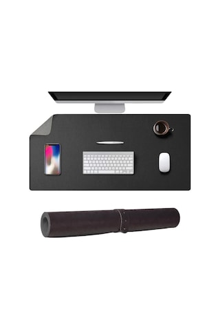 60x30 Cm Siyah Çift Taraflı Deri Desk Mat, Pu Deri Masa Sümeni Ve Masa Koruyucu, Suya Dayanıklı Kolay Silinebilir 2