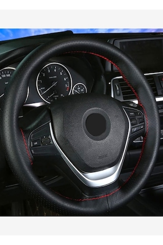 Seat Toledo Uyumlu Dikmeli Direksiyon Kılıfı Noktalı Kırmızı Ipli 38cm 11cm