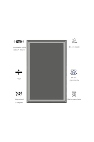 Dijital Kaymaz Yıkanabilir Mutfak Banyo Salon Paspas Halısı Trend Modern Al4007 Antrasit