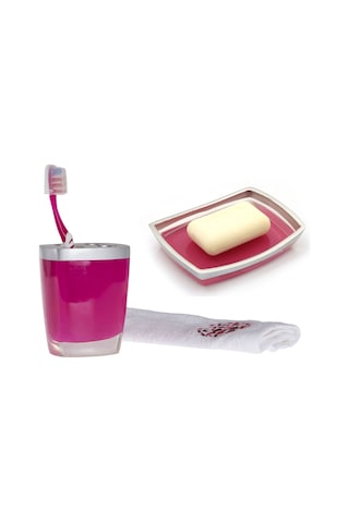 Sıa 2 Li Banyo Seti.Gri Pembe Model Poliresin Gri - Pembe