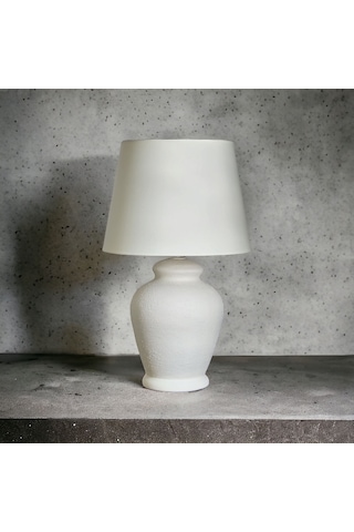 Qdec Vintage Seramik Abajur Rustik Ekru - Ekru