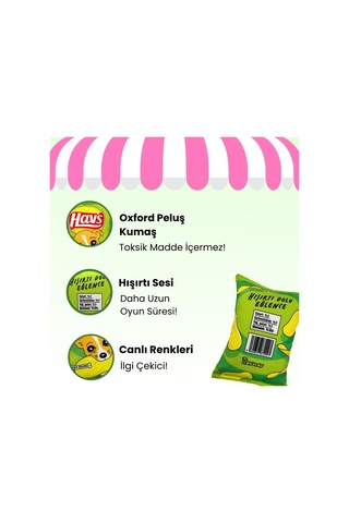 Havhav Yeşil Hav's Peluş Cips Hışırtı Sesli Köpek Oyuncağı