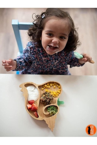 Bambu Unicorn 2 Bölmeli Doğal Bebek & Çocuk Mama Tabağı