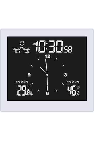 Geeroyoo Ip65 Su Geçirmez Dijital Saat - Lcd Ekranlı Oda Sıcaklık Nem Ölçer, Alarm, Geri Sayım Ve Zaman Gösterici Fonksiyonları Beyaz Beyaz