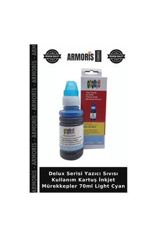 Delux Serisi Yazıcı Sıvısı Kullanım Kartuş İnkjet Mürekkepler 70ml Light Cyan