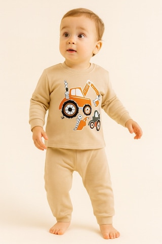 Aden Kids Çocuk Mevsimlik Penye Pijama Takımı Bej