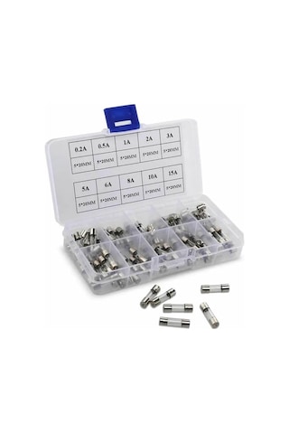 Cam Tüp Sigorta Seti 100 Parça 0.2a 0.3a 1a 2a 3a 5a 8a 10a 15a 20a Yüksek Voltaj Aşırı Akım