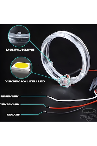 95mm Cree Led Angel Eye Melek Gözü Kristal Beyaz Halka Far Modifiye Gündüz Farı Seti - 2 Adet Takım Ürün