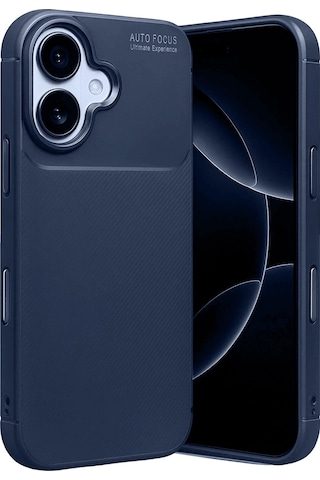 Apple Uyumlu iPhone 17 Kılıf Karbon Silikon Case Kapak Lacivert