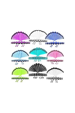 Flybuy 36 Adet Akrilik Kulak Genişletme Seti, 14g-00g, Nane Yeşili Unisex Yeşil