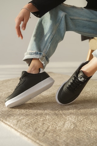 Daxtors D0158 Günlük Ortopedik Kadın Sneaker Spor Ayakkabı Siyah-beyaz