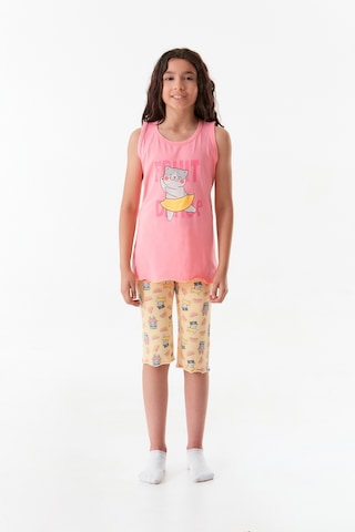 Fullamoda Kedi Baskılı Bisiklet Yaka Kız Çocuk Pijama Takımı 24mıcg631212238-pembe 24MICG631212238-Pembe