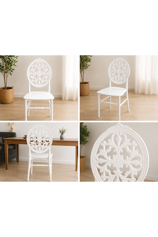 Royal Vintage 6'lı Beyaz Plastik Sandalye