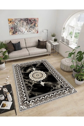 Dijidekor Işıltı Koleksiyonu Model6 Süngerli Dijital Baskılı Saçaksız Mutfak Halısı Yolluk