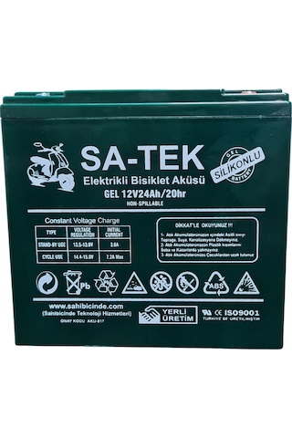 Satek 12V 24 Ah Elektrikli Motosiklet Bisiklet Aküsü Jel Akü 2025 Üretim