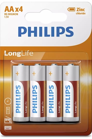 Philips R6L4B/10 Longlife AA Kalem Pil 4'lü