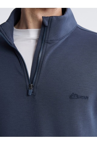 LC Waikiki Lc Waıkıkı İndigo Dik Yaka Uzun Kollu Polar Erkek Pijama Üst