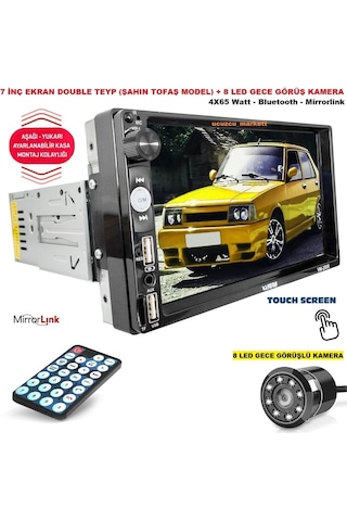 7 İnç Ekran Double Teyp Şahin Tofaş Modeller İçin + 8 Led Gece G