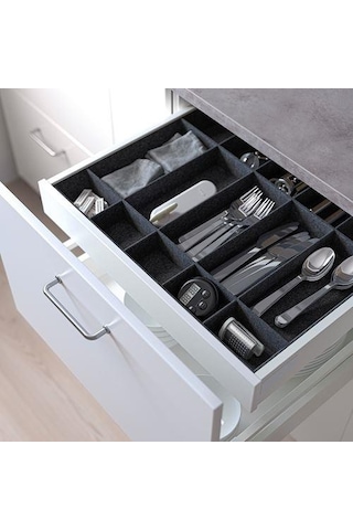 Bölmeli Çekmece Düzenleyici MeridyenDukkan Gri Renk 60 cm, Ayarlanabilir Kaşıklık-Çekmece Düzenleyici