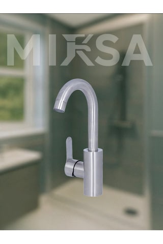 İnox Delta Gri Mat Banyo Lavabo Musluğu Bataryası Krom
