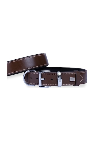 Doggie Konforlu Deri El Yapımı Köpek Boyun Tasması 3.5 x 52-60 CM Kahverengi