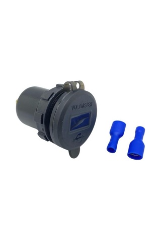 12v-24v Dijital Voltmetre+şarj Cihazlı Usb X2 3 A Off-on Anahtarlıi Mavi Işık 28 Mm