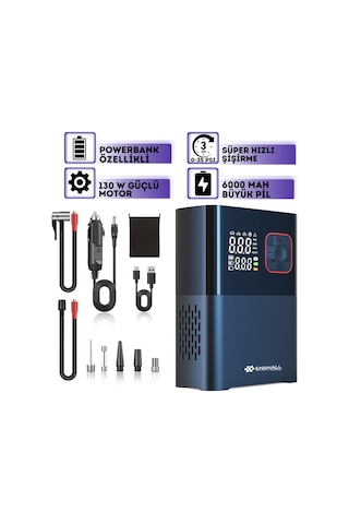 5659 Çantalı 6000mah Şarjlı 130w Araç Çakmaklıklı Kompresör