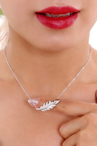 Bhs Life Kadın Gümüş Renk Kuş Tüyü Çelik Kolye Gümüş