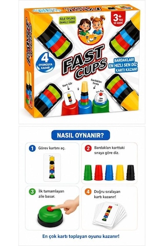 Renkli Ve Hızlı Süper Pratik Akıllı Bardaklar Eğitici Zeka Oyunu Çocuk Ve Aile Kutu Oyunu