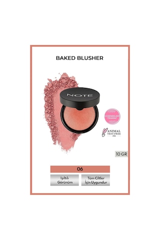 Note Cosmetique Baked Blusher Işıltılı Fırınlanmış Toz Allık - 06 Hot Rose
