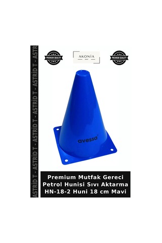 Premium Mutfak Gereci Petrol Hunisi Sıvı Aktarma Hn-18-2 Huni 18 Cm Mavi