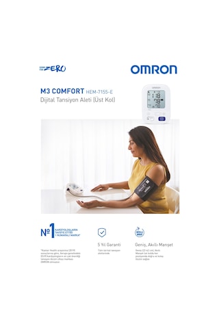 Omron M3 Comfort Üst Koldan Dijital Pilli Tansiyon Aleti,5 Yıl Garantili Taşıma Çantası Hediyeli