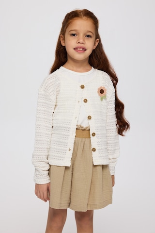 Panço Kız Çocuk Aplike Detaylı Ekru Hırka Krem 2521GK82004