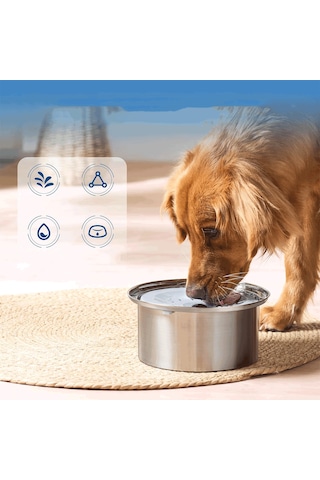 Ecronicword Paslanmaz Çelik Evcil Hayvan Su Kabı Kediler Köpekler 4l W11