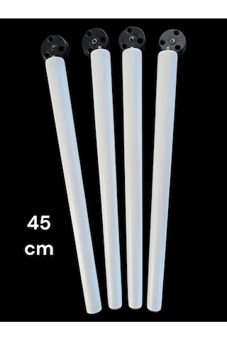 4 Adet Beyaz Boyalı Ahşap Konik 45 Cm Zigon,orta Sehpa,puf,komidi