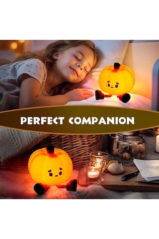 Balkabağı Silikon Gece Lambası Yatak Odası Uyku Lambası Başucu Lambası Beyaz
