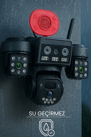 O-kam Ok8090 4g Simkartlı Solar 3 Lens 9mp Siren Mikrofon Hoparlör Yapay Zeka Güneş Panelli Ptz Kamera