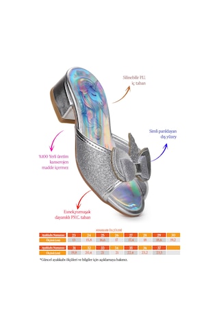 Unicorn Kız Çocuk Topuklu Simli Abiye Terlik Lila