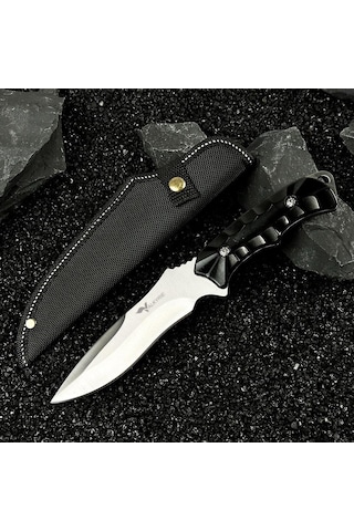 Valkyrie 26 Cm Büyük Boy Çelik Sabit Bıçak Outdoor Kamp Av Bıçağı + Kılıf Ergonomik Paslanmaz Çelik Gümüş Gümüş