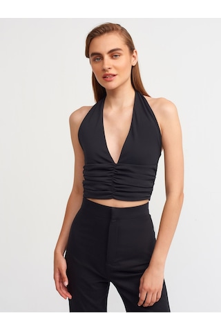 Dilvin 20154 Büzgü Detaylı Crop Top