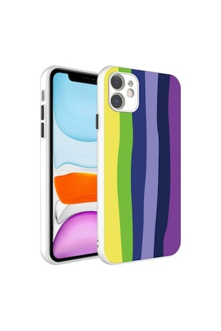 Apple Uyumlu iPhone 11 Kılıf Kamera Korumalı Renkli Temperli Zore X-cam Kapak NO3