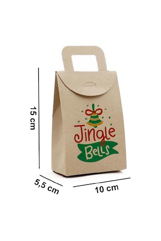 10x15 Noel Ve Yılbaşı Temalı Kraft Hediye Kutusu Seti 4 Adet 10x15 Cm, Çift Taraflı Baskılı / M4 Genel