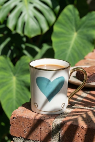 Heart Porselen Kupa Mavi - 250 Ml Mavi