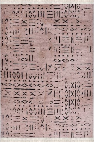 Çam Halı Crea Decolux Vena 8011 Bej Özel Kaymaz Tabanlı Pamuk Dokuma Kilim - 80x150