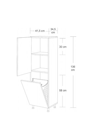 Verona Çamaşır Sepetli Dolap Çok Renkli