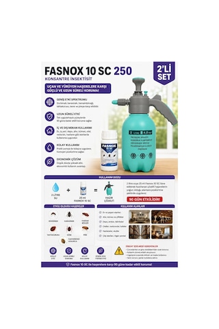 Fasnox 10 Sc 250ml +2litre Basınçlı El Pompası 2'li Set - Haşere İlacı Seti