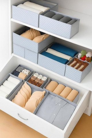 Serstil 6'lı Çekmece Içi Düzenleyici Organizer Set - Çok Amaçlı Dolap Içi Kutu Seti - Gri Benekli