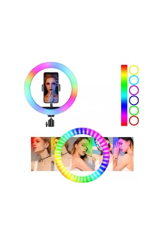 Renkli Ring Light Led Sürekli Işık 10" Youtuber Light Kuaför Işığı